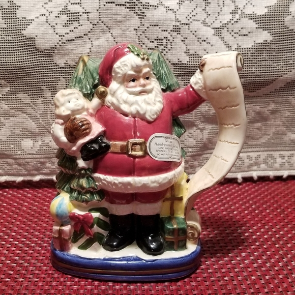 Vintage 1993 FF Omnibus OCI Christmas Heritage Santa Taper Candle Holder